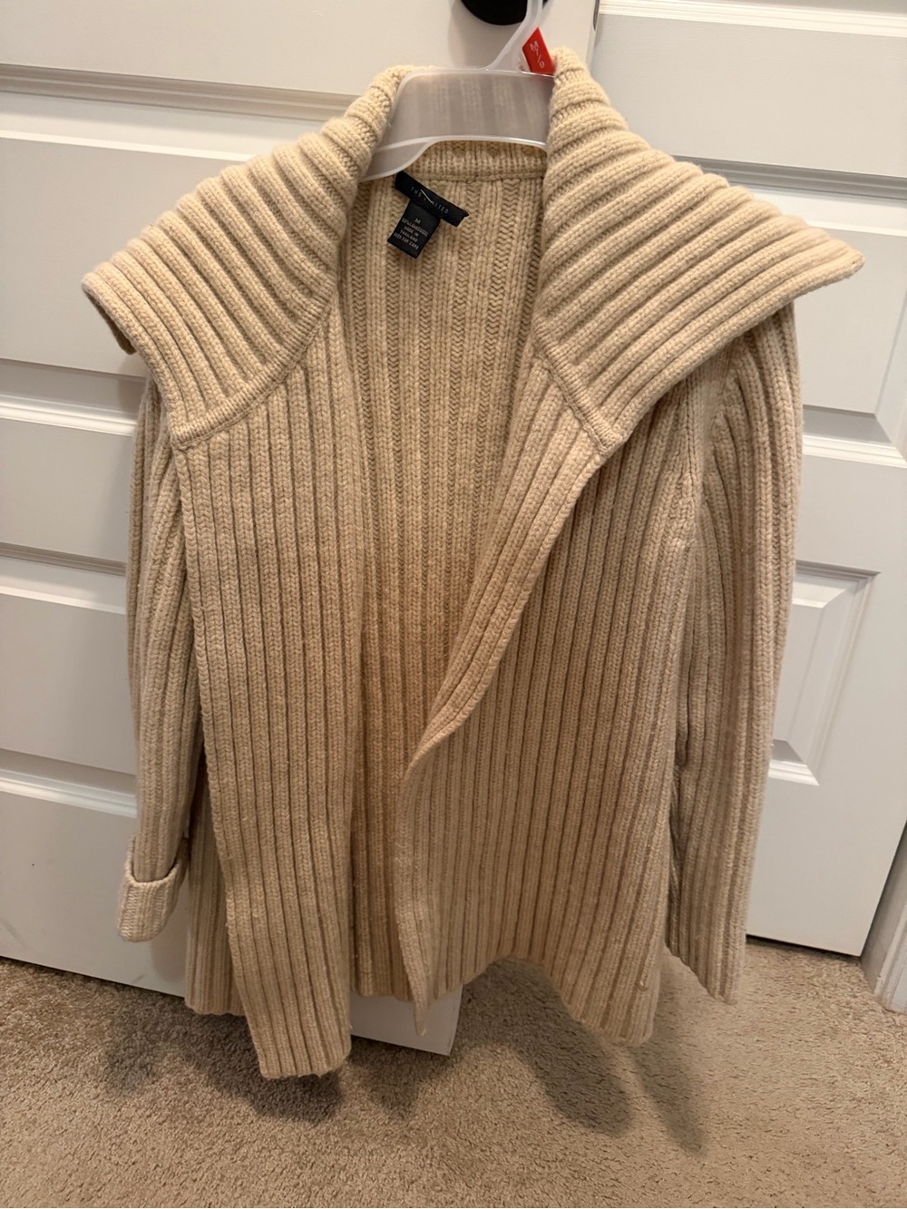 The Limited Chunky Ribbed Shawl Collar Cardigan - Cream